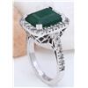 Image 4 : 5.82 CTW Natural Emerald 14K Solid White Gold Diamond Ring
