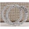 Image 2 : 3.40 CTW Natural Diamond Hoop Earrings 18K Solid White Gold