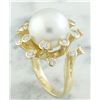 Image 3 : 0.80 CTW 13.10 Millimeter Pearl 18K Yellow Gold Diamond Ring