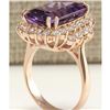 Image 3 : 8.37 CTW Natural Amethyst And Diamond Ring In 18K Solid Rose Gold
