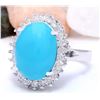 Image 2 : 9.80 CTW Natural Turquoise 14K Solid White Gold Diamond Ring