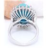 Image 3 : 9.80 CTW Natural Turquoise 14K Solid White Gold Diamond Ring
