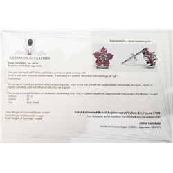 14K White Gold Natural Ruby(0.92ct) Diamond(0.14ct) Earrings (~weight 1.41g), Made in Canada, Apprai