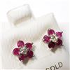 Image 4 : 14K White Gold Natural Ruby(0.92ct) Diamond(0.14ct) Earrings (~weight 1.41g), Made in Canada, Apprai