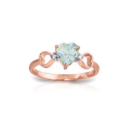 Genuine 0.96 ctw Aquamarine & Diamond Ring 14KT Rose Gold - REF-44N3R