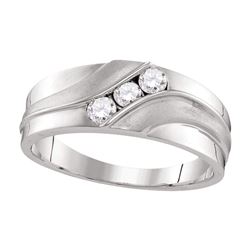 Mens Diamond Wedding Band Ring 1/3 Cttw 10kt White Gold