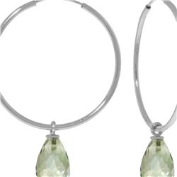 Genuine 4.5 ctw Green Amethyst Earrings 14KT White Gold - REF-26R2P