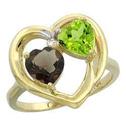 2.61 CTW Diamond, Quartz & Peridot Ring 14K Yellow Gold - REF-33R9H