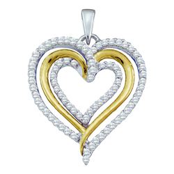 Diamond Triple Nested Heart Pendant 3/8 Cttw 10kt White Gold