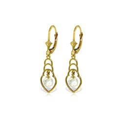 Genuine 1.25 ctw White Topaz Earrings 14KT Yellow Gold - REF-25H6X