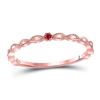 Image 1 : Round Ruby Solitaire Beaded Stackable Band Ring .01 Cttw 10kt Rose Gold
