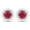 Image 1 : 1.24 ctw Rubellite & Diamond Earrings 14K Yellow Gold - REF-79K2T