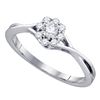 Image 1 : Diamond Flower Cluster Promise Bridal Ring 1/4 Cttw 14kt White Gold