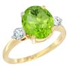 Image 1 : 2.98 CTW Peridot & Diamond Ring 14K Yellow Gold - REF-72X2M