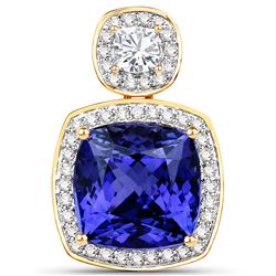 9.25 ctw Tanzanite & Diamond Pendant 18K Yellow Gold - REF-1010N2A