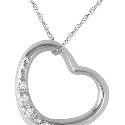 Genuine 0.03 ctw Diamond Anniversary Necklace 14KT White Gold - REF-37X4M