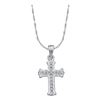 Image 1 : Diamond Small Scalloped Cross Religious Pendant 1/12 Cttw 10kt White Gold