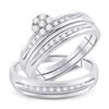 Image 1 : His Hers Diamond Cluster Matching Bridal Wedding Ring Band Set 1/3 Cttw 10kt White Gold