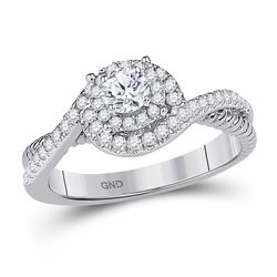 Diamond Solitaire Bridal Wedding Engagement Ring 3/8 Cttw 10kt White Gold