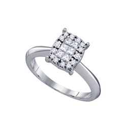 Diamond Cluster Bridal Wedding Engagement Ring 3/8 Cttw 14kt White Gold