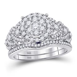 Diamond Bridal Wedding Engagement Ring Band Set 1.00 Cttw 14kt White Gold