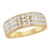 Image 1 : Mens Diamond Symmetrical Wedding Band Ring 1.00 Cttw 14kt Yellow Gold