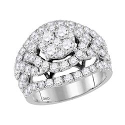 Diamond Cluster Bridal Wedding Engagement Ring 3.00 Cttw 14kt White Gold