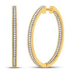 Diamond Inside Outside Hoop Earrings 1/2 Cttw 10kt Yellow Gold