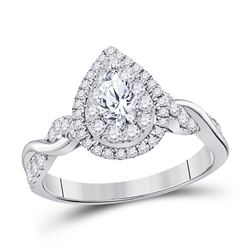 Pear Diamond Solitaire Bridal Wedding Engagement Ring 1.00 Cttw 14kt White Gold
