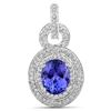 Image 1 : 6.08 ctw Tanzanite & Diamond Pendant 14K White Gold - REF-389A6M