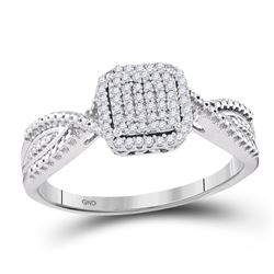 Diamond Square Cluster Tapered Bridal Wedding Engagement Ring 1/6 Cttw 10kt White Gold