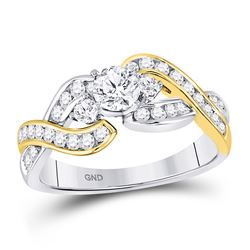 Diamond 3-stone Twist Bridal Wedding Engagement Ring 1.00 Cttw 14kt Two-tone Gold
