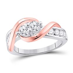 Diamond 2-stone Bridal Wedding Engagement Ring 1.00 Cttw 14kt Two-tone Gold