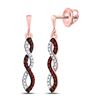 Image 1 : Round Red Color Enhanced Diamond Infinity Screwback Earrings 1/6 Cttw 10kt Rose Gold