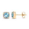 Image 2 : 1.58 ctw Swiss Blue Topaz & Diamond Earrings 14K Yellow Gold - REF-37X2Y