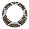 Image 1 : Round Brown Diamond Stripe Circle Pendant 3/8 Cttw 10kt White Gold