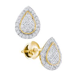 Diamond Teardrop Cluster Screwback Earrings 1/5 Cttw 10kt Yellow Gold
