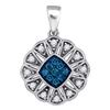 Image 1 : Round Blue Color Enhanced Diamond Fashion Pendant 1/5 Cttw 10kt White Gold