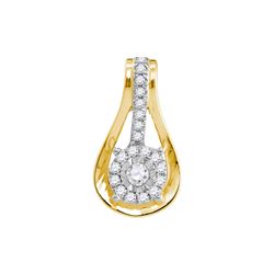 Diamond Flower Cluster Teardrop Pendant 1/8 Cttw 10kt Yellow Gold
