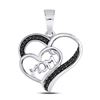 Image 1 : Round Black Color Enhanced Diamond Mom Mother Heart Pendant 1/10 Cttw 10kt White Gold