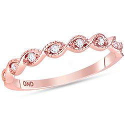 Diamond Twist Stackable Band Ring 1/10 Cttw 14kt Rose Gold