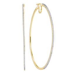 Diamond Large Hoop Earrings 1/2 Cttw 10kt Yellow Gold