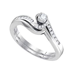 Diamond Bridal Wedding Engagement Ring Band Set 1/4 Cttw 10k White Gold