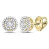 Image 1 : Diamond Circle Frame Stud Earrings 1/4 Cttw 14kt Yellow Gold