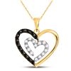 Image 1 : Round Black Color Enhanced Diamond Heart Pendant 1/2 Cttw 14kt Yellow Gold