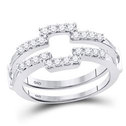 Diamond Square Wrap Ring Guard Enhancer Wedding Band 1/2 Cttw 14kt White Gold