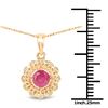 Image 3 : 0.59 ctw Ruby & White Diamond Pendant 14K Yellow Gold - REF-33M2F