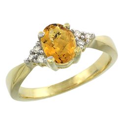 1.06 CTW Quartz & Diamond Ring 14K Yellow Gold - REF-36K8W