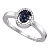 Image 1 : Round Blue Color Enhanced Diamond Cluster Ring 1/6 Cttw 10kt White Gold