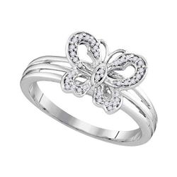 Diamond Butterfly Bug Ring 1/8 Cttw 10kt Two-tone Gold